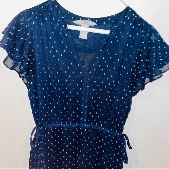 H&M Navy Blue Polka Dot Sheer Dress - Picture 8 of 8